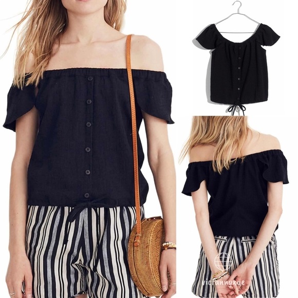 Madewell off the shoulder drawstring top xxs - Picture 1 of 4
